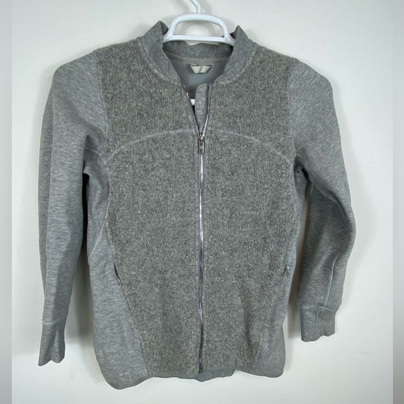 Lululemon Alpaca Wool blend knit bomber gray jacket size 4. - Picture 1 of 5